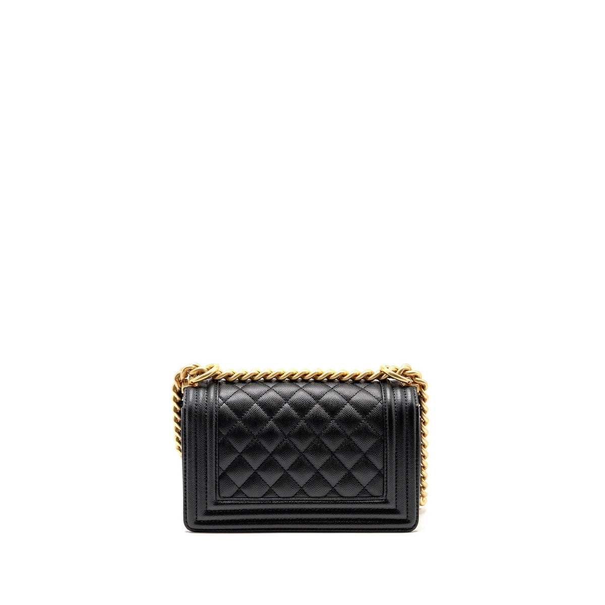 CHANEL SMALL BOY BAG CAVIAR BLACK GHW (MICROCHIP)