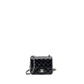 CHANEL MINI SQUARE FLAP BAG LAMBSKIN BLACK SHW (MICROCHIP)