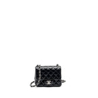 CHANEL MINI SQUARE FLAP BAG LAMBSKIN BLACK SHW (MICROCHIP)