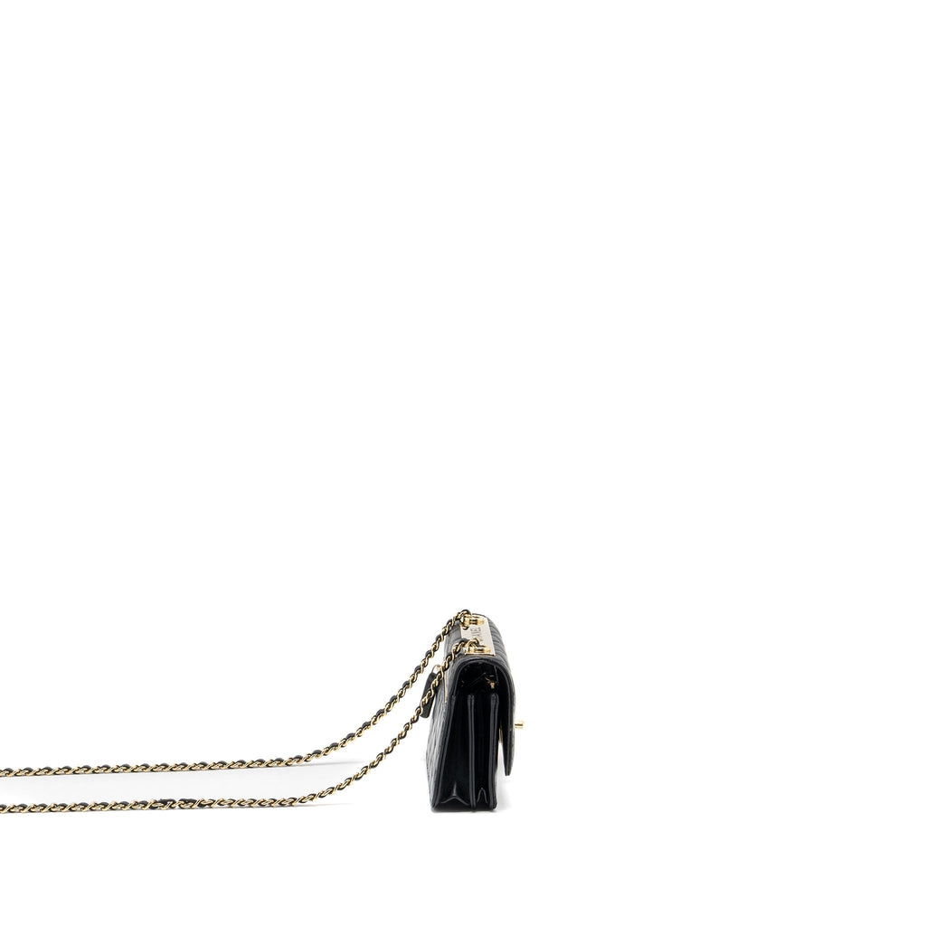 CHANEL MINI TRENDY CC WALLET ON CHAIN LAMBSKIN BLACK LGHW