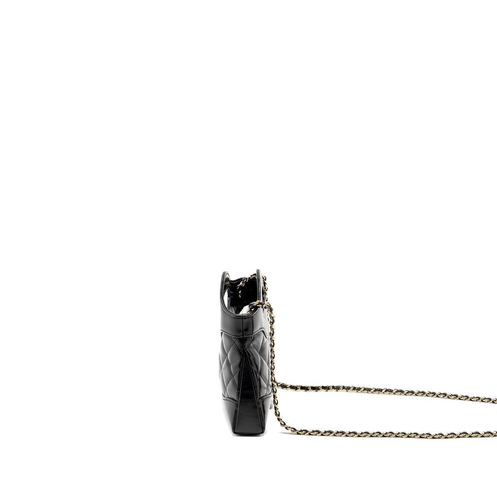 CHANEL MINI 31 CLUTCH WITH CHAIN SHINY LAMBSKIN BLACK LGHW (MICROCHIP)