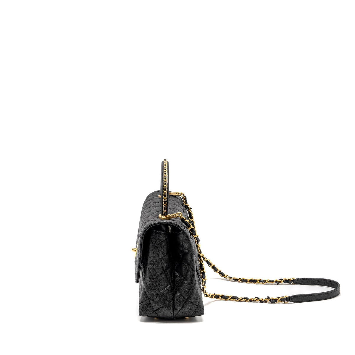 CHANEL MEDIUM COCO HANDLE LIMITED EDITION CAVIAR BLACK GHW (MICROCHIP)