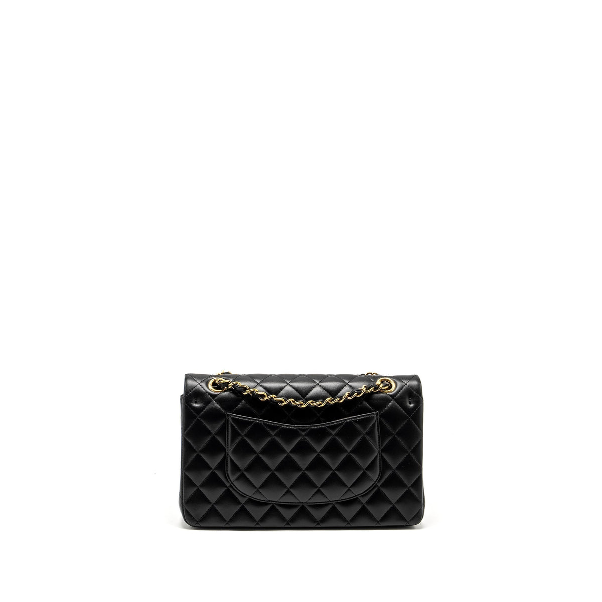 CHANEL MEDIUM CLASSIC DOUBLE FLAP BAG LAMBSKIN BLACK GHW (MICROCHIP)