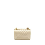 CHANEL SMALL BOY BAG CAVIAR WHITE LGHW