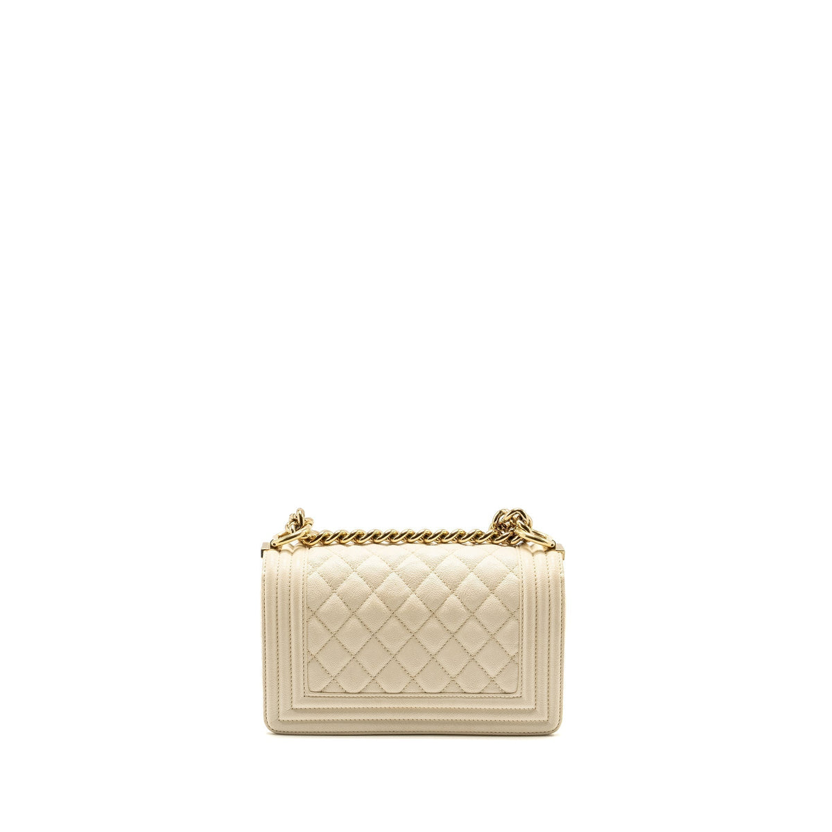 CHANEL SMALL BOY BAG CAVIAR WHITE LGHW