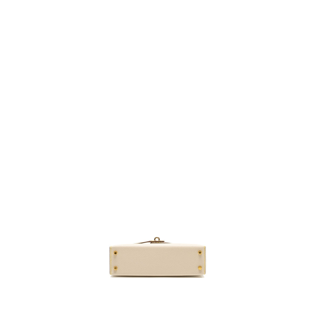 Hermes Mini Kelly Special Order Epsom Craie / Etoupe / Lime LGHW