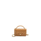 CHANEL TOP HANDLE MINI FLAP BAG LAMBSKIN CARAMEL LGHW (MICROCHIP)