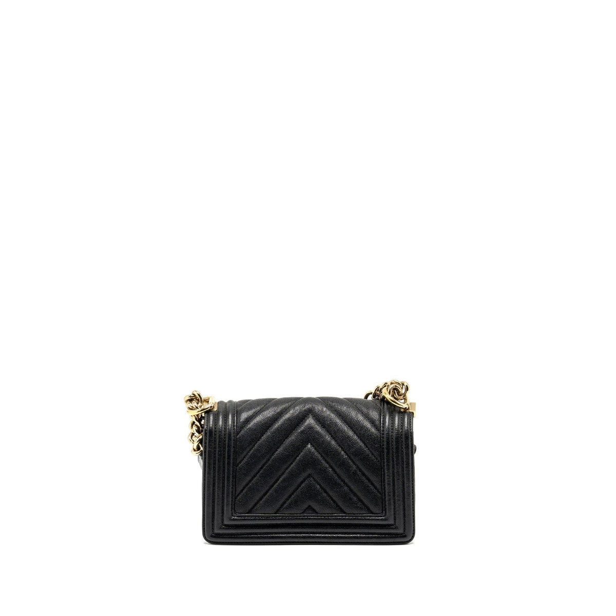 CHANEL SMALL BOY BAG CHEVRON CAVIAR BLACK LGHW