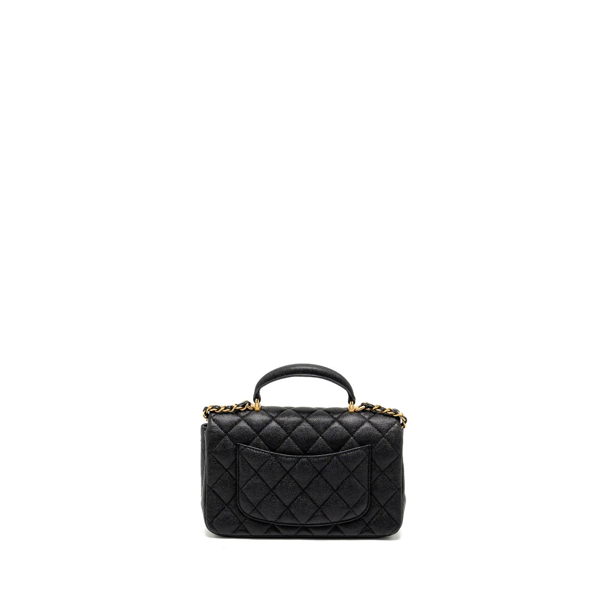 CHANEL TOP HANDLE MINI RECTANGULAR FLAP BAG CAVIAR BLACK GHW