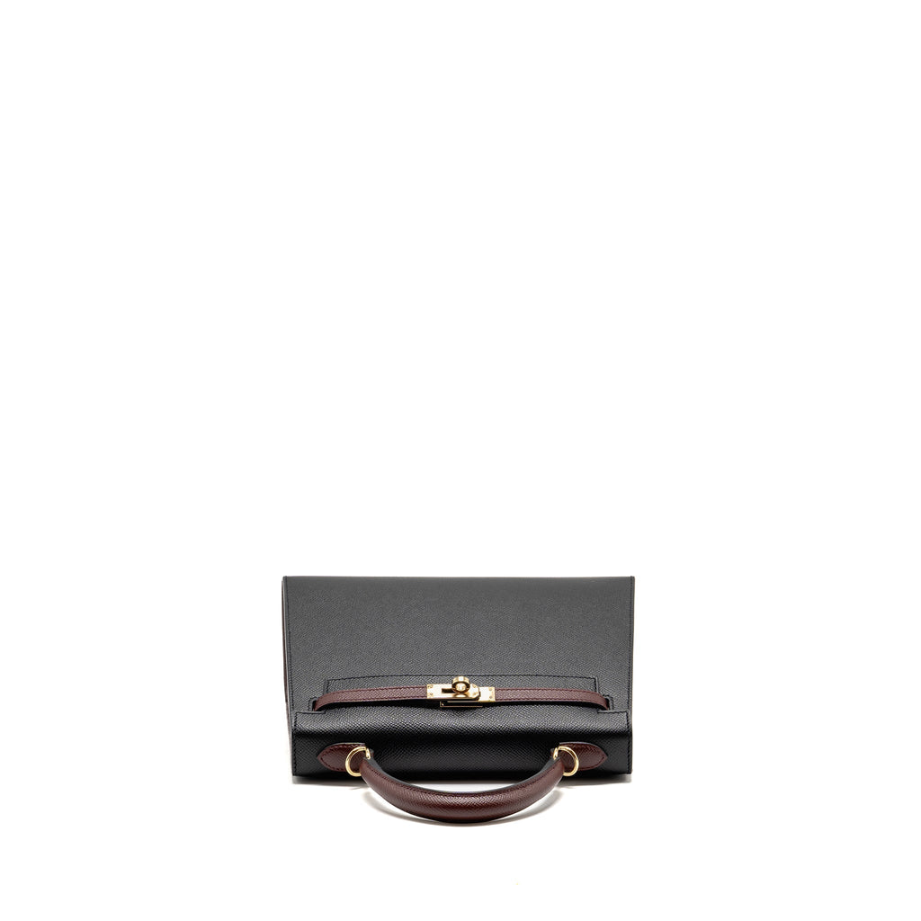 Hermes Kelly 25 Special Order Epsom Black/ Rouge H LGHW