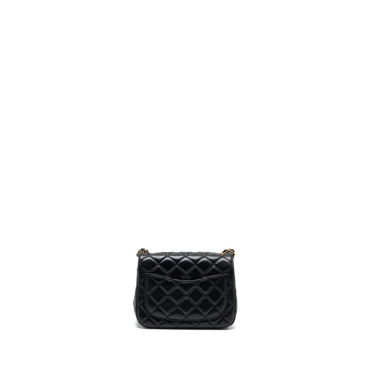 CHANEL PEARL CRUSH MINI SQUARE LAMBSKIN BLACK GHW (MICROCHIP)