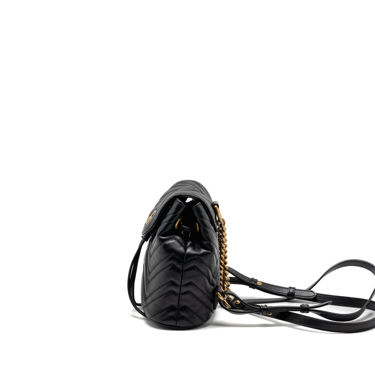 GUCCI GG MARMONT BACKPACK CALFSKIN BLACK GHW