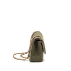CHANEL COCO CUBA CHARMS JUMBO CLASSIC DOUBLE FLAP BAG CANVAS GREEN GHW