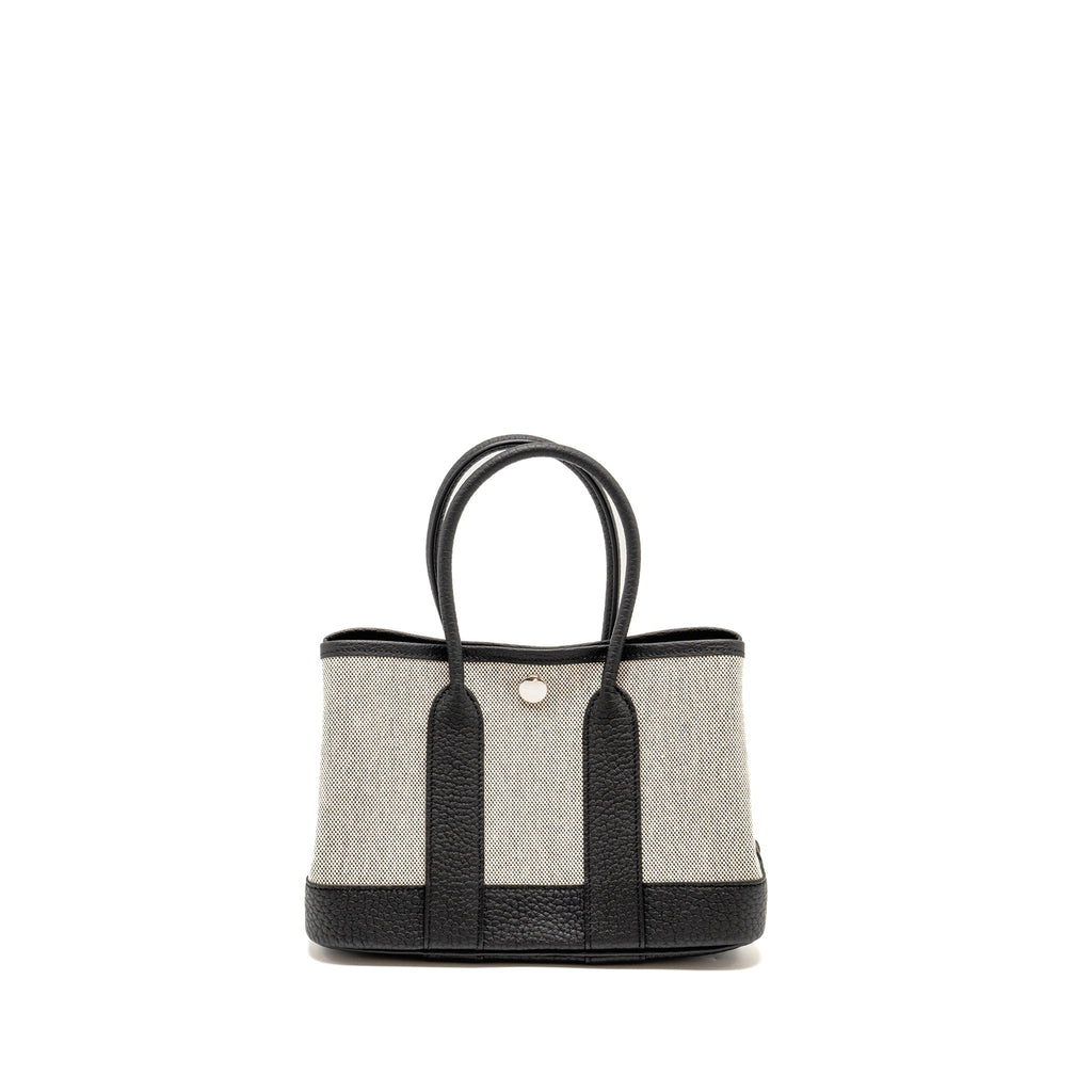 HERMES GARDEN PARTY 23 CANVAS/NEGONDA ECRU-BLACK/BLACK SHW