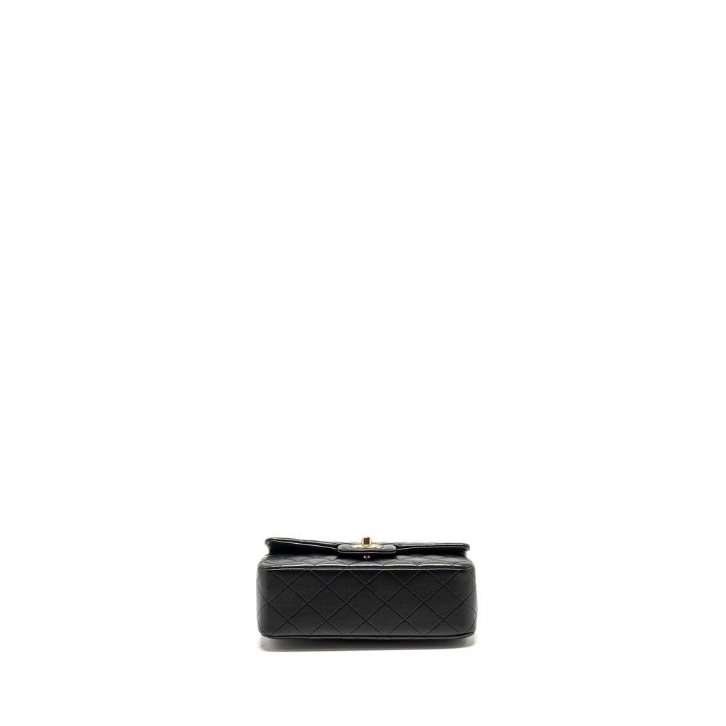 CHANEL TOP HANDLE MINI RECTANGULAR FLAP BAG LAMBSKIN BLACK LGHW (MICROCHIP)