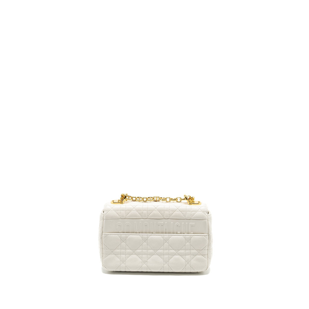DIOR CARO S FLAP BAG CALFSKIN WHITE GHW