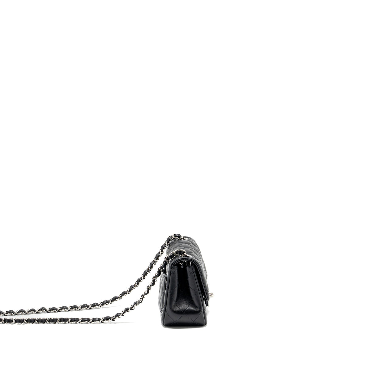 CHANEL MINI SQUARE FLAP BAG LAMBSKIN BLACK SHW (MICROCHIP)
