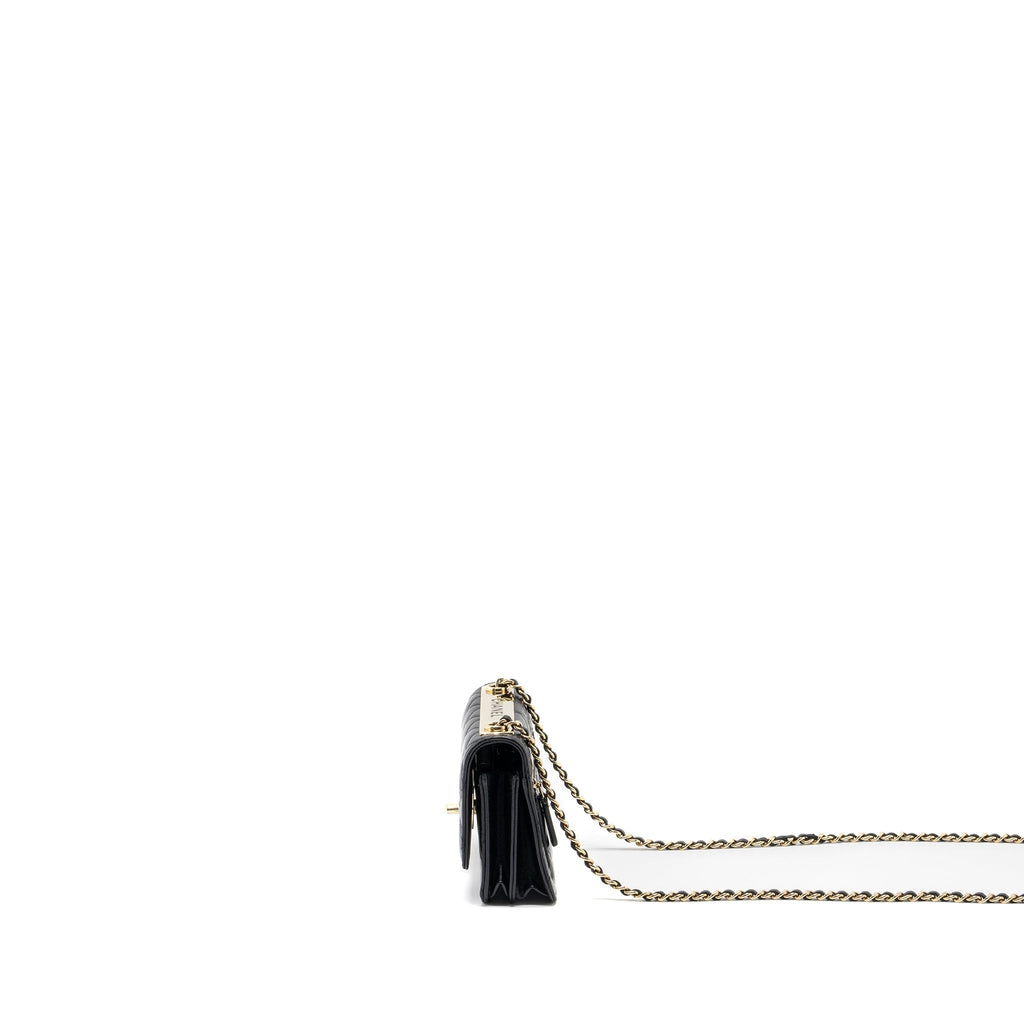 CHANEL MINI TRENDY CC WALLET ON CHAIN LAMBSKIN BLACK LGHW