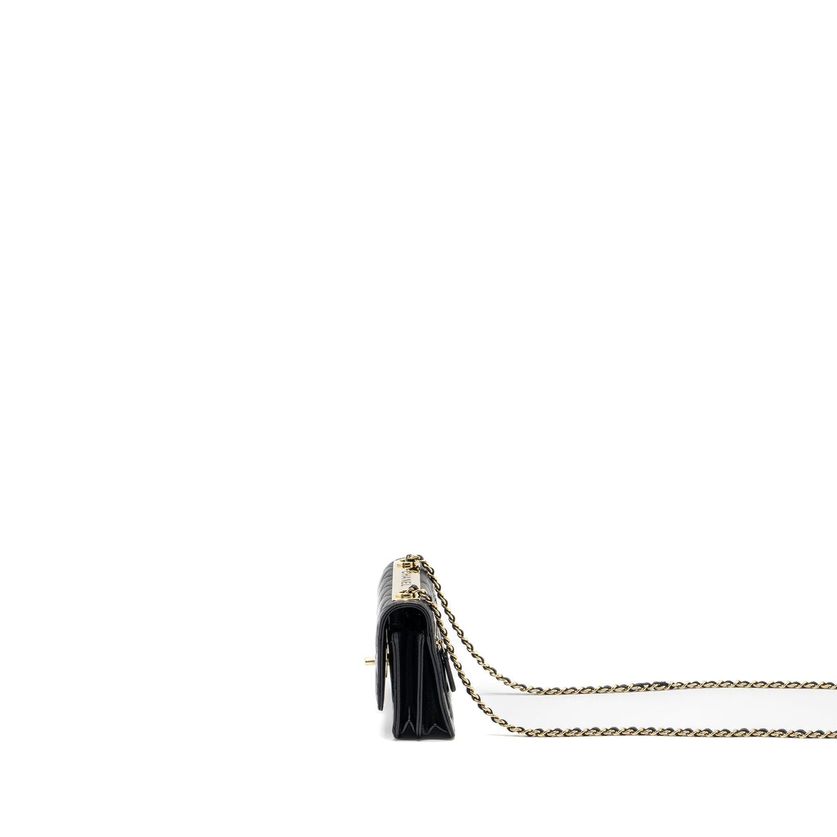 CHANEL MINI TRENDY CC WALLET ON CHAIN LAMBSKIN BLACK LGHW