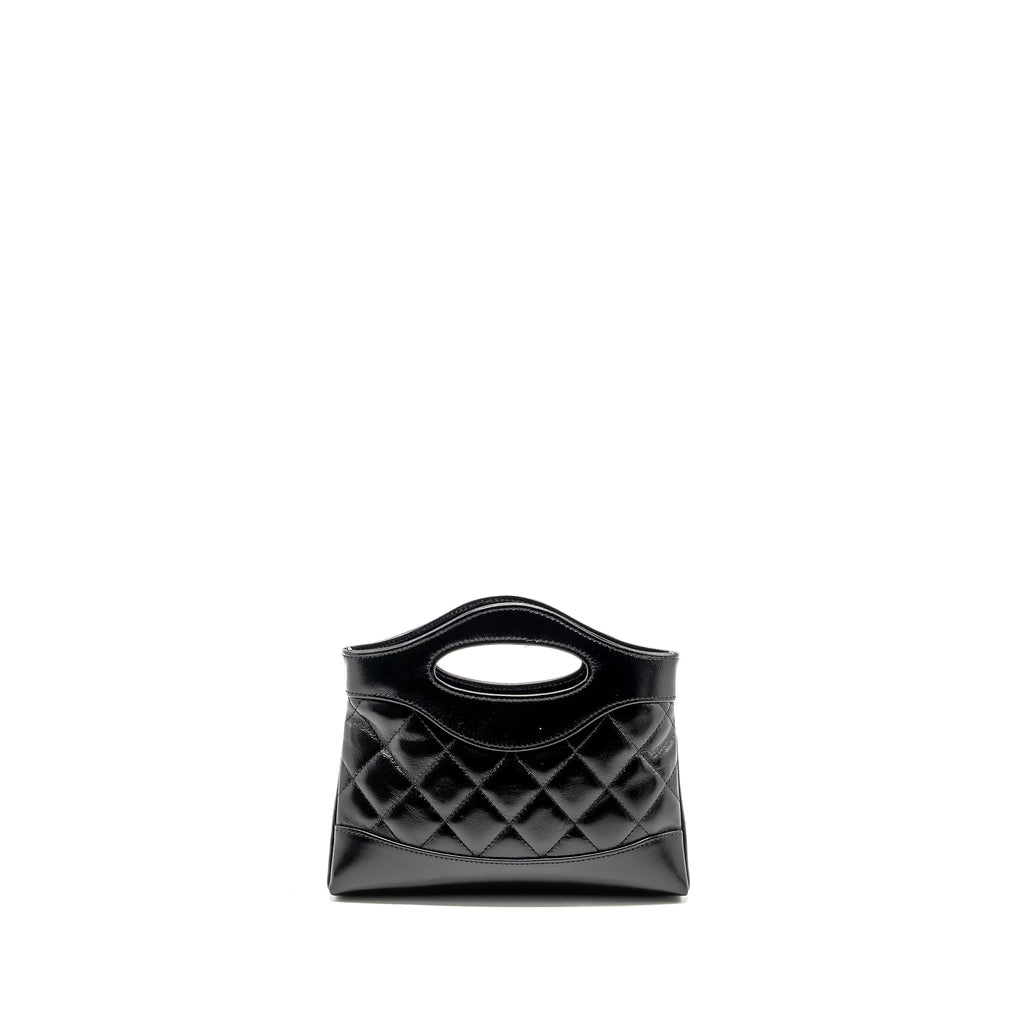 CHANEL MINI 31 CLUTCH WITH CHAIN SHINY LAMBSKIN BLACK LGHW (MICROCHIP)