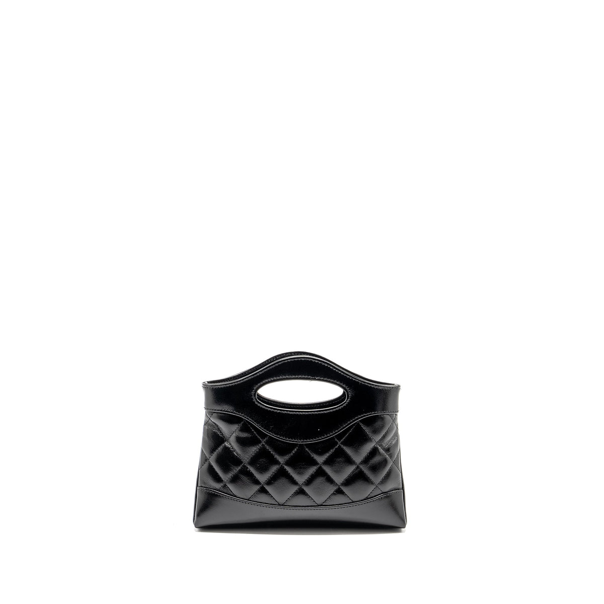 CHANEL MINI 31 CLUTCH WITH CHAIN SHINY LAMBSKIN BLACK LGHW (MICROCHIP)
