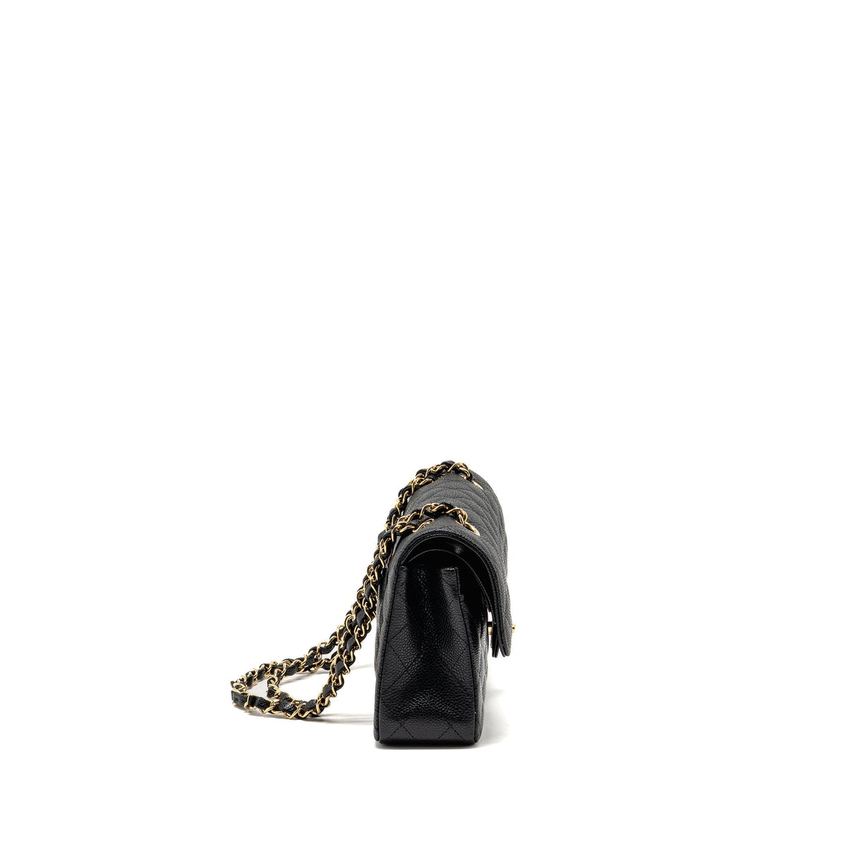 CHANEL SMALL CLASSIC DOUBLE FLAP BAG CAVIAR BLACK GHW (MICROCHIP)