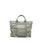 CHANEL DEAUVILLE SHOPPING TOTE BAG DENIM BLUE SHW (MICROCHIP)