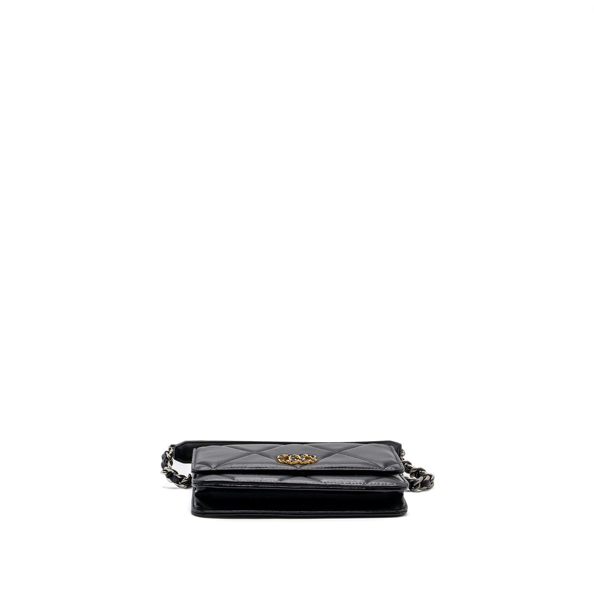 CHANEL 19 WALLET ON CHAIN LAMBSKIN BLACK MULTICOLOUR HARDWARE (MICROCHIP)