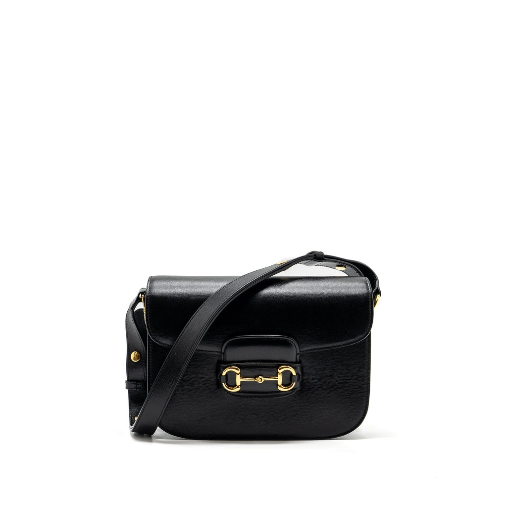 GUCCI HORSEBIT 1955 SHOULDER BAG LEATHER BLACK GHW