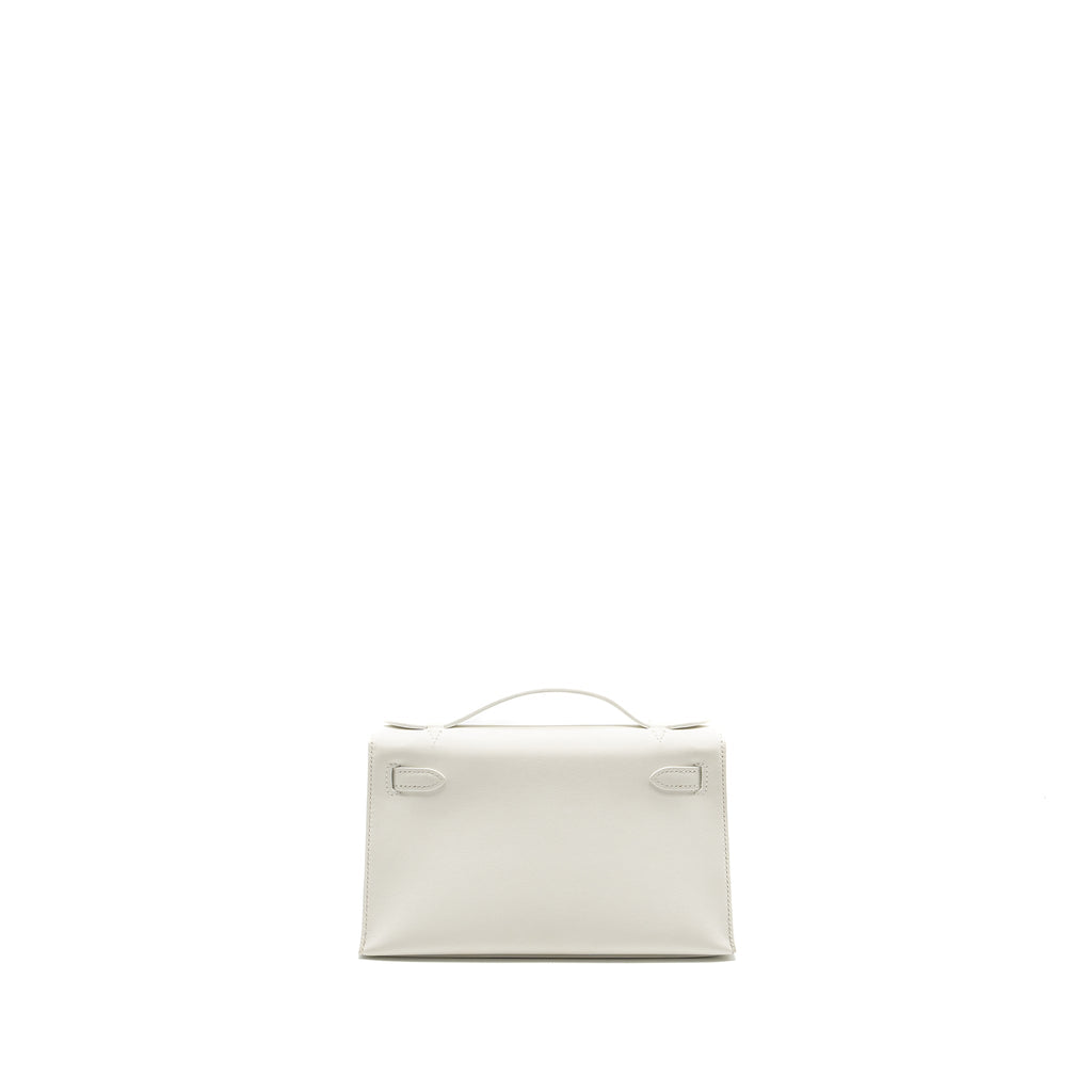 Hermes Kelly Pochette swift 01 Blanc GHW