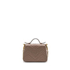 GUCCI GG MARMONT MINI TOP HANDLE BAG LEATHER DARK BEIGE GHW