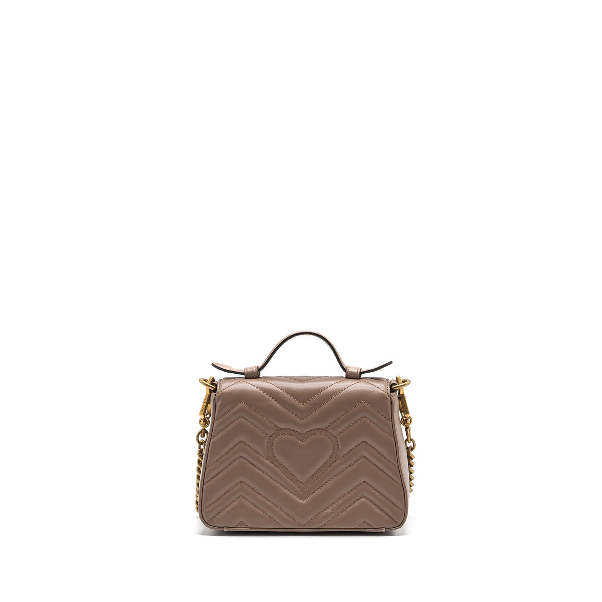 GUCCI GG MARMONT MINI TOP HANDLE BAG LEATHER DARK BEIGE GHW