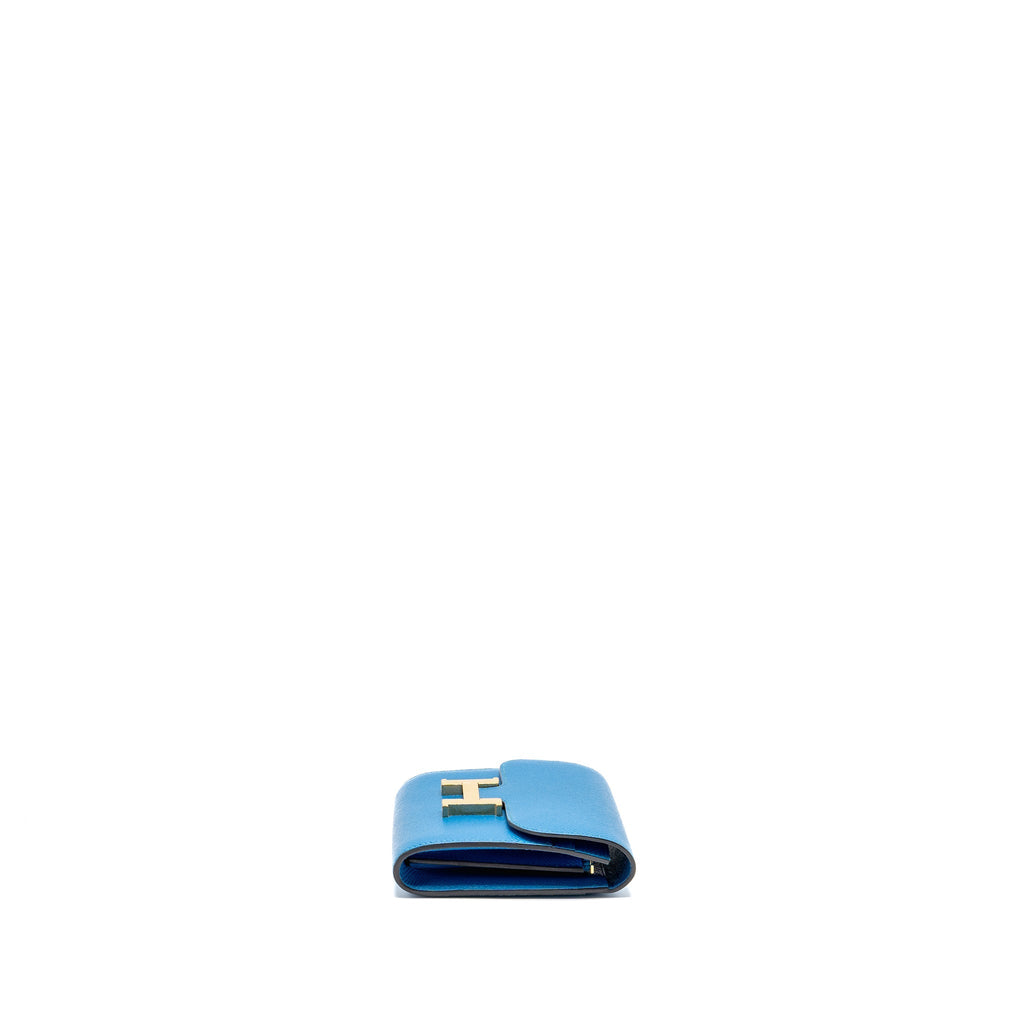 Hermes Constance Compact Wallet Epsom Blue GHW