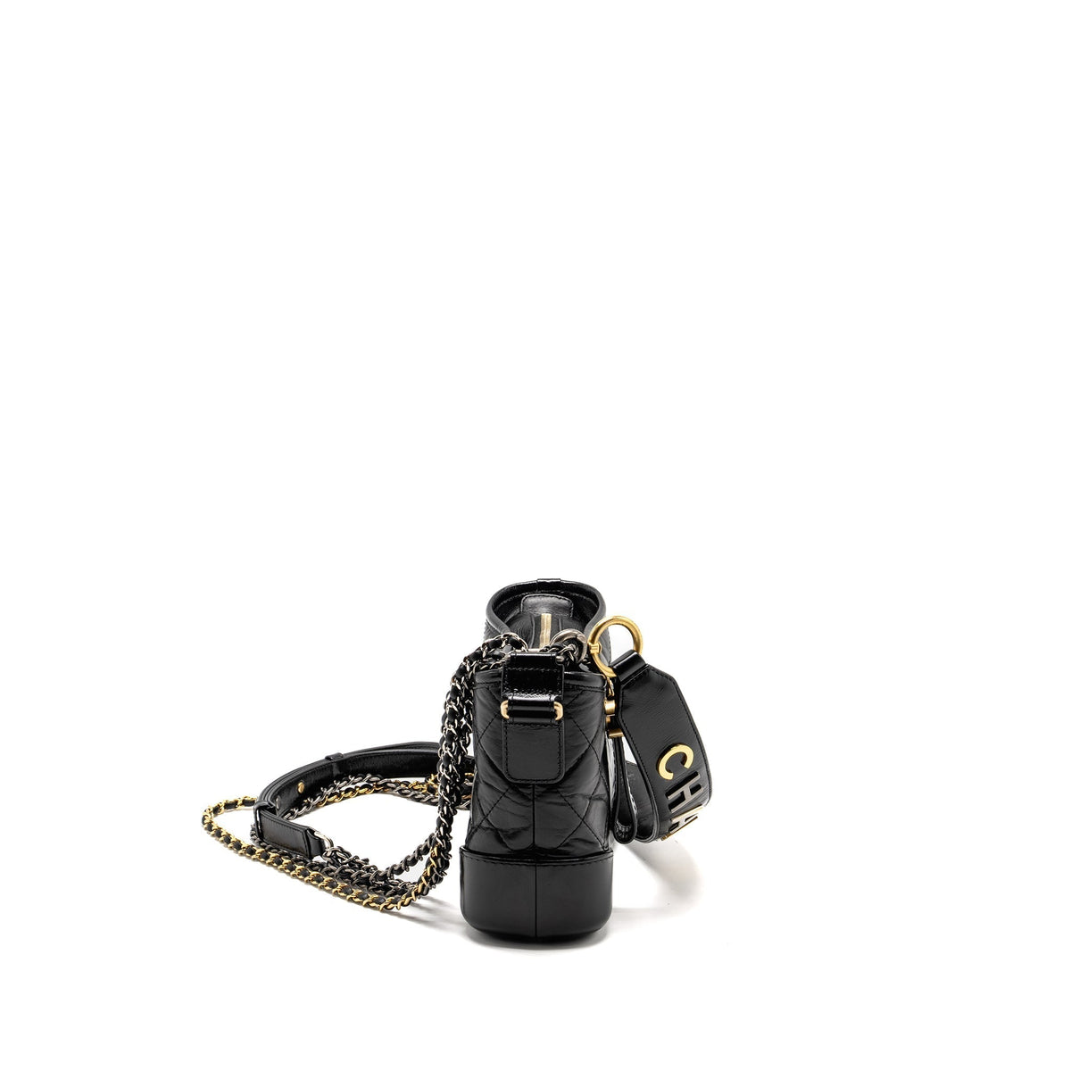 CHANEL SMALL GABRIELLE HOBO BAG WITH TOP HANDLE CALFSKIN BLACK MULTICOLOUR HARDWARE