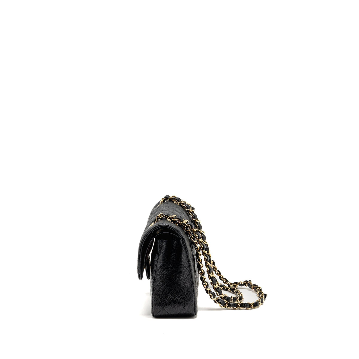 CHANEL SMALL CLASSIC DOUBLE FLAP BAG CAVIAR BLACK GHW (MICROCHIP)