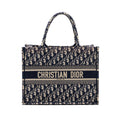DIOR MEDIUM BOOK TOTE BLUE DIOR OBLIQUE EMBROIDERY