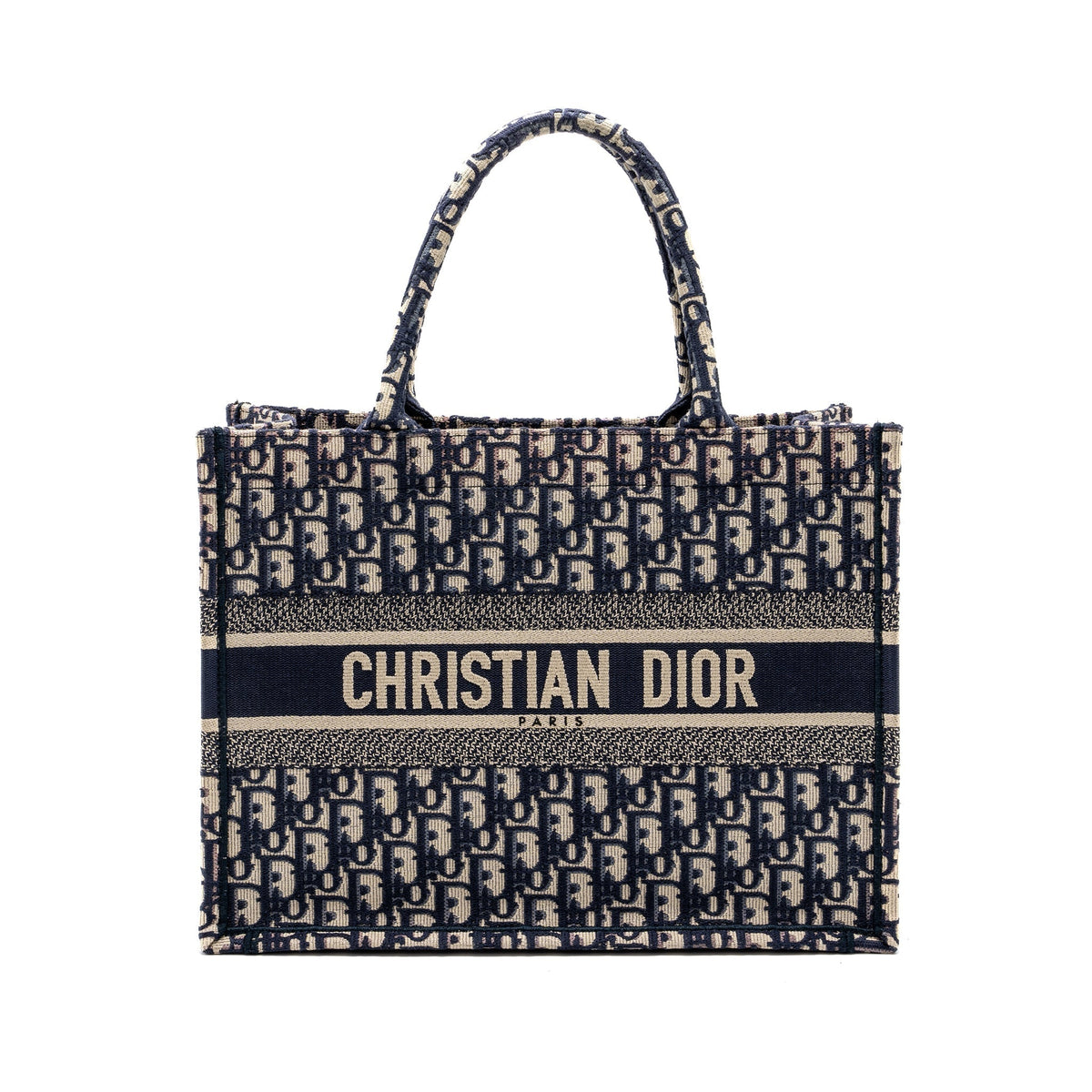 DIOR MEDIUM BOOK TOTE BLUE DIOR OBLIQUE EMBROIDERY
