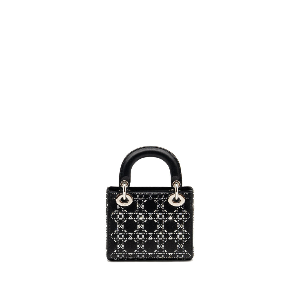 DIOR MINI LADY DIOR SATIN CRYSTAL BLACK SHW