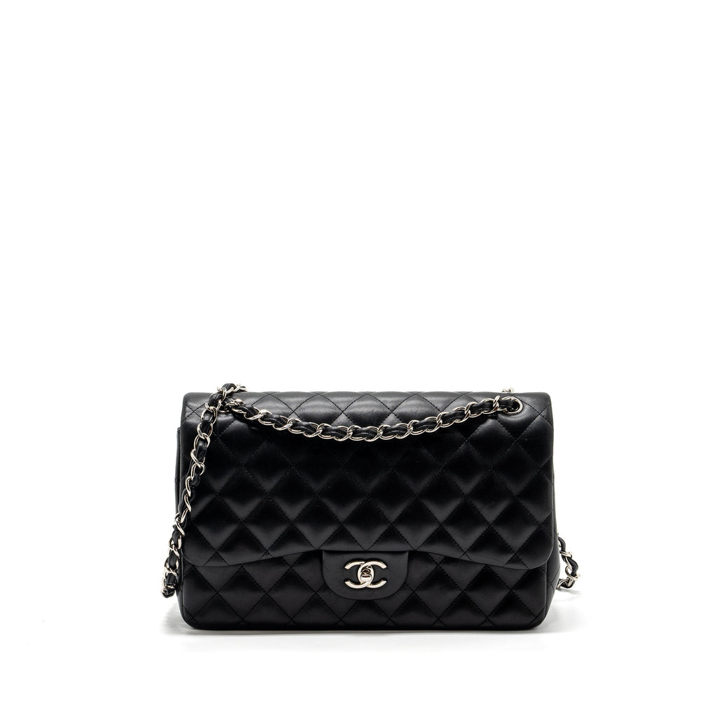 CHANEL JUMBO CLASSIC DOUBLE FLAP LAMBSKIN BLACK SHW
