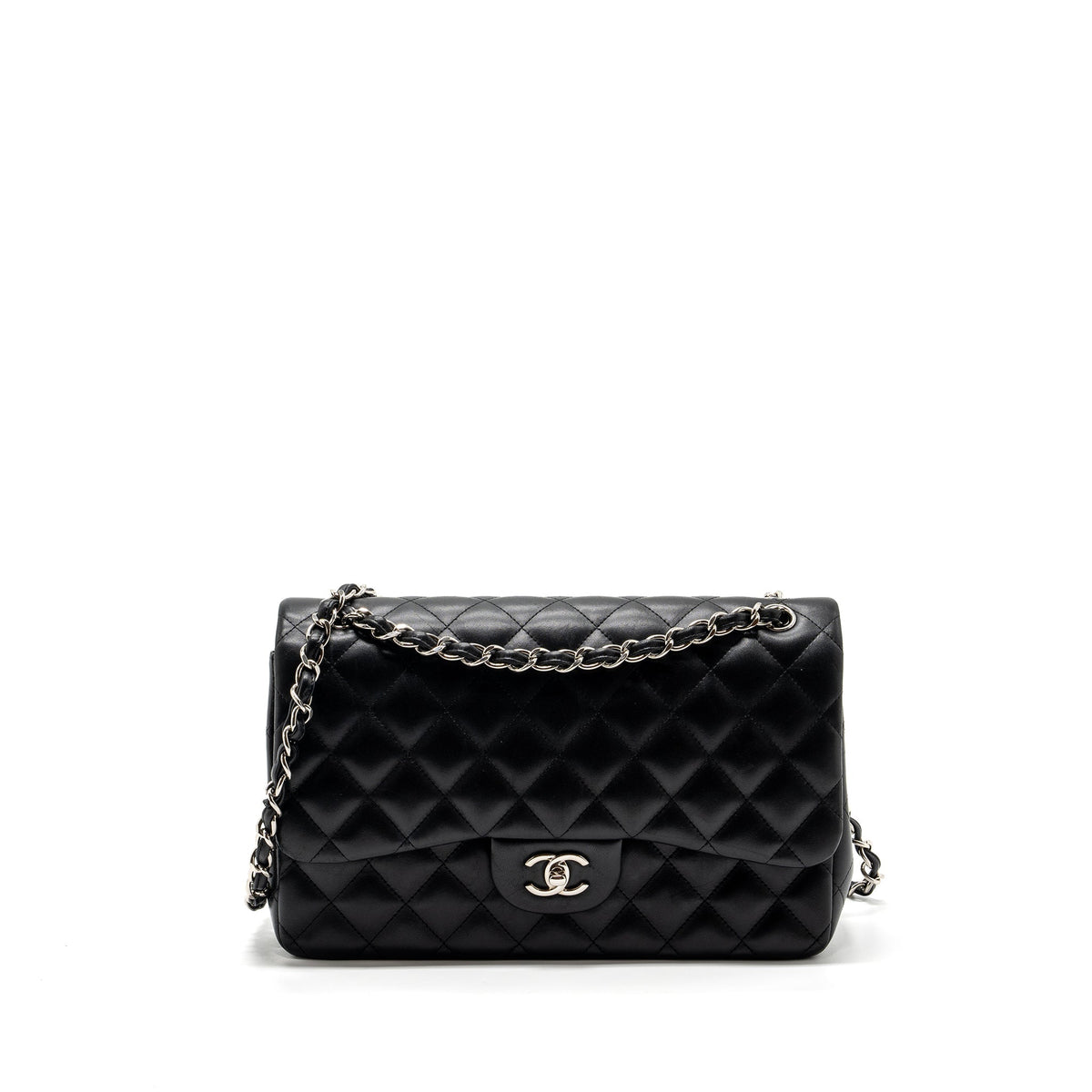 CHANEL JUMBO CLASSIC DOUBLE FLAP LAMBSKIN BLACK SHW