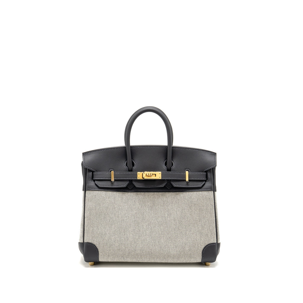 Hermes Birkin 25 Toile Swift/Canvas Ecru-Ardoise/Ardoise GHW