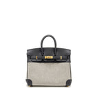 Hermes Birkin 25 Toile Swift/Canvas Ecru-Ardoise/Ardoise GHW