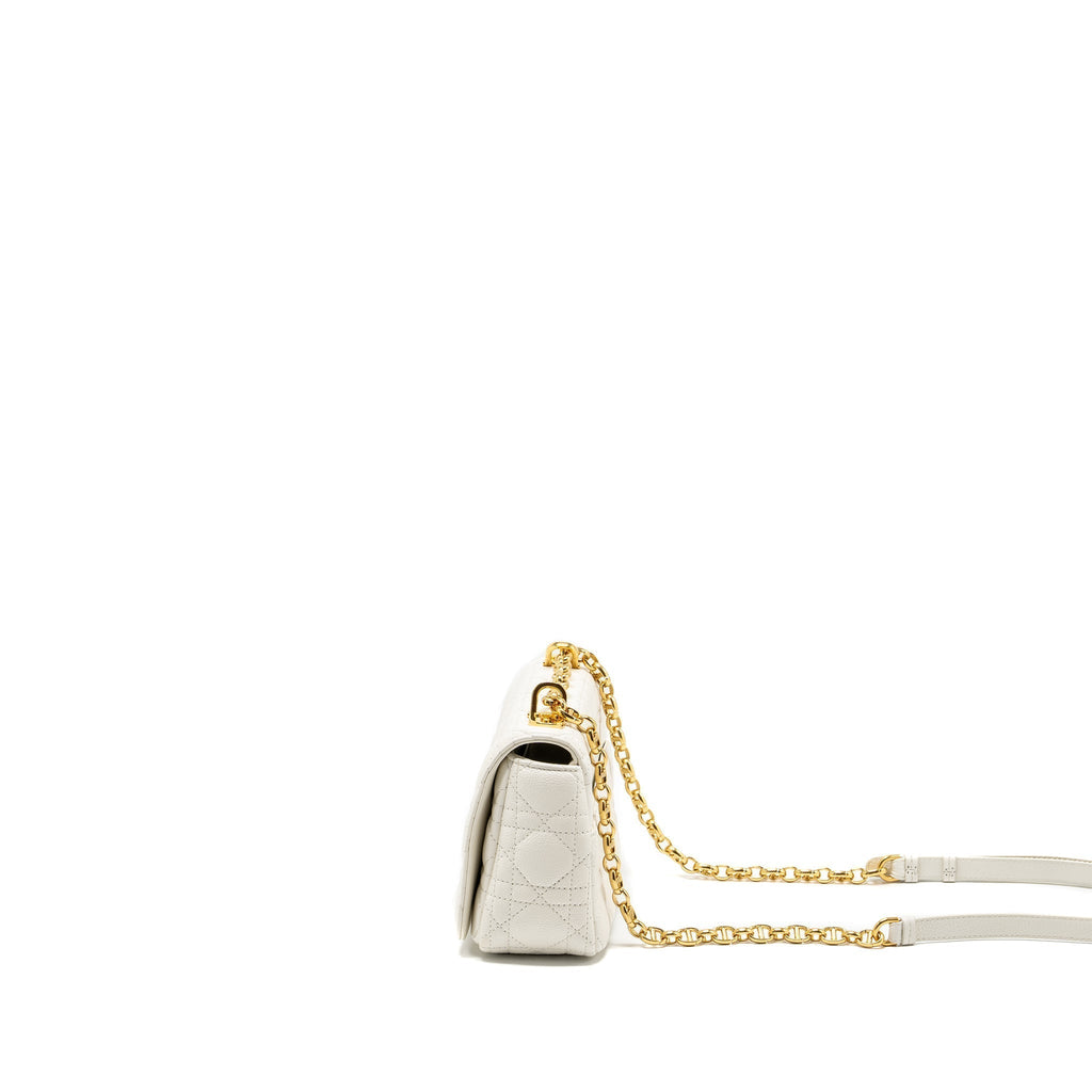 DIOR CARO S FLAP BAG CALFSKIN WHITE GHW