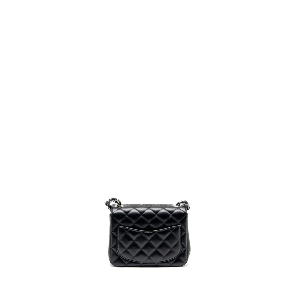 CHANEL MINI SQUARE FLAP BAG LAMBSKIN BLACK SHW (MICROCHIP)
