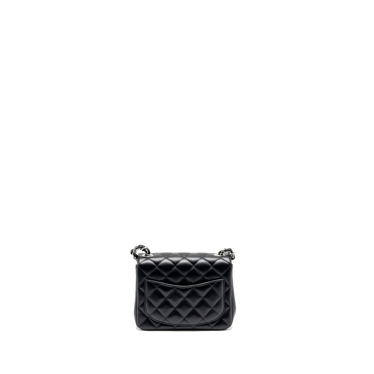 CHANEL MINI SQUARE FLAP BAG LAMBSKIN BLACK SHW (MICROCHIP)