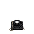 CHANEL MINI 31 CLUTCH WITH CHAIN SHINY LAMBSKIN BLACK LGHW (MICROCHIP)