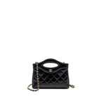 CHANEL MINI 31 CLUTCH WITH CHAIN SHINY LAMBSKIN BLACK LGHW (MICROCHIP)