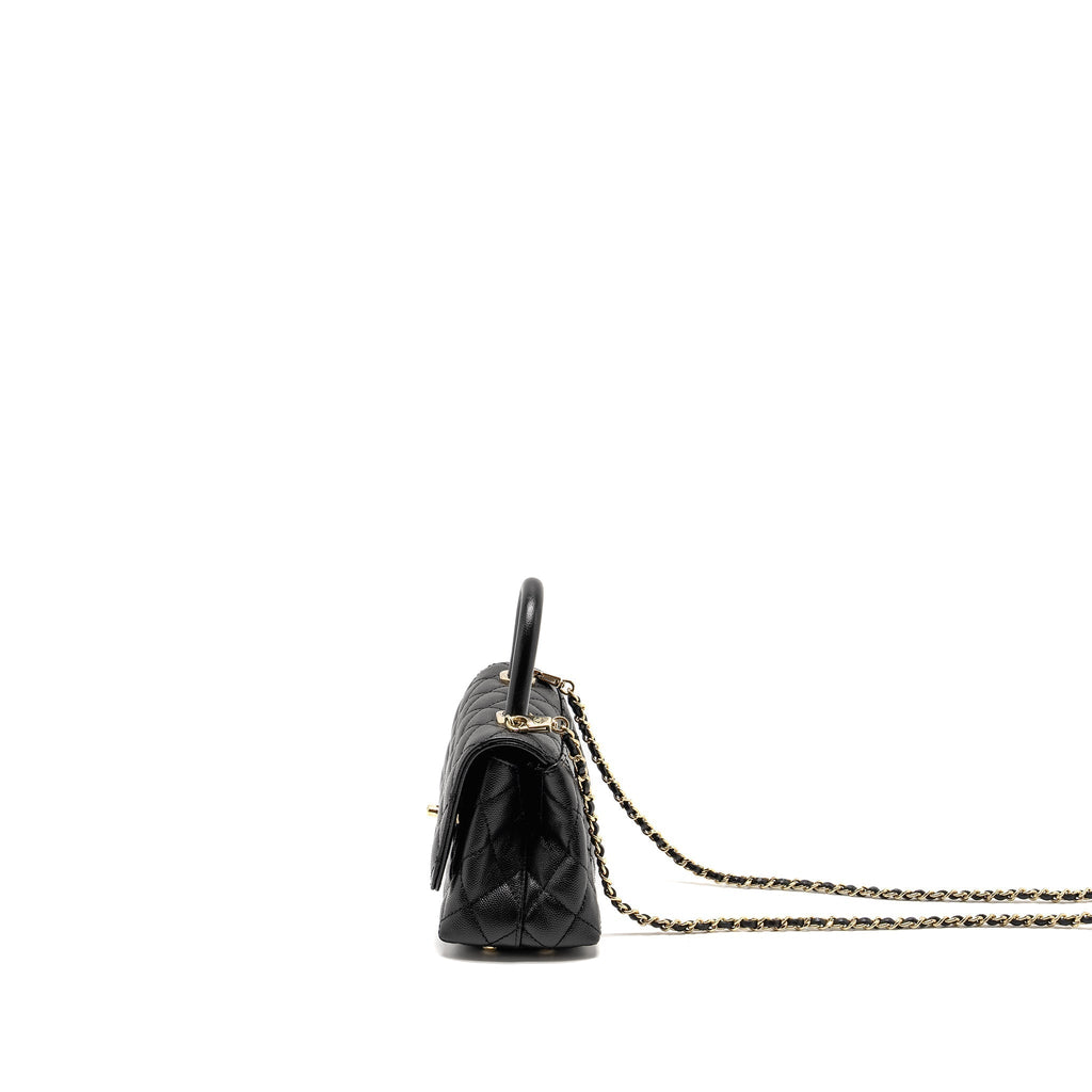 CHANEL MINI COCO HANDLE CAVIAR BLACK LGHW (MICROCHIP)