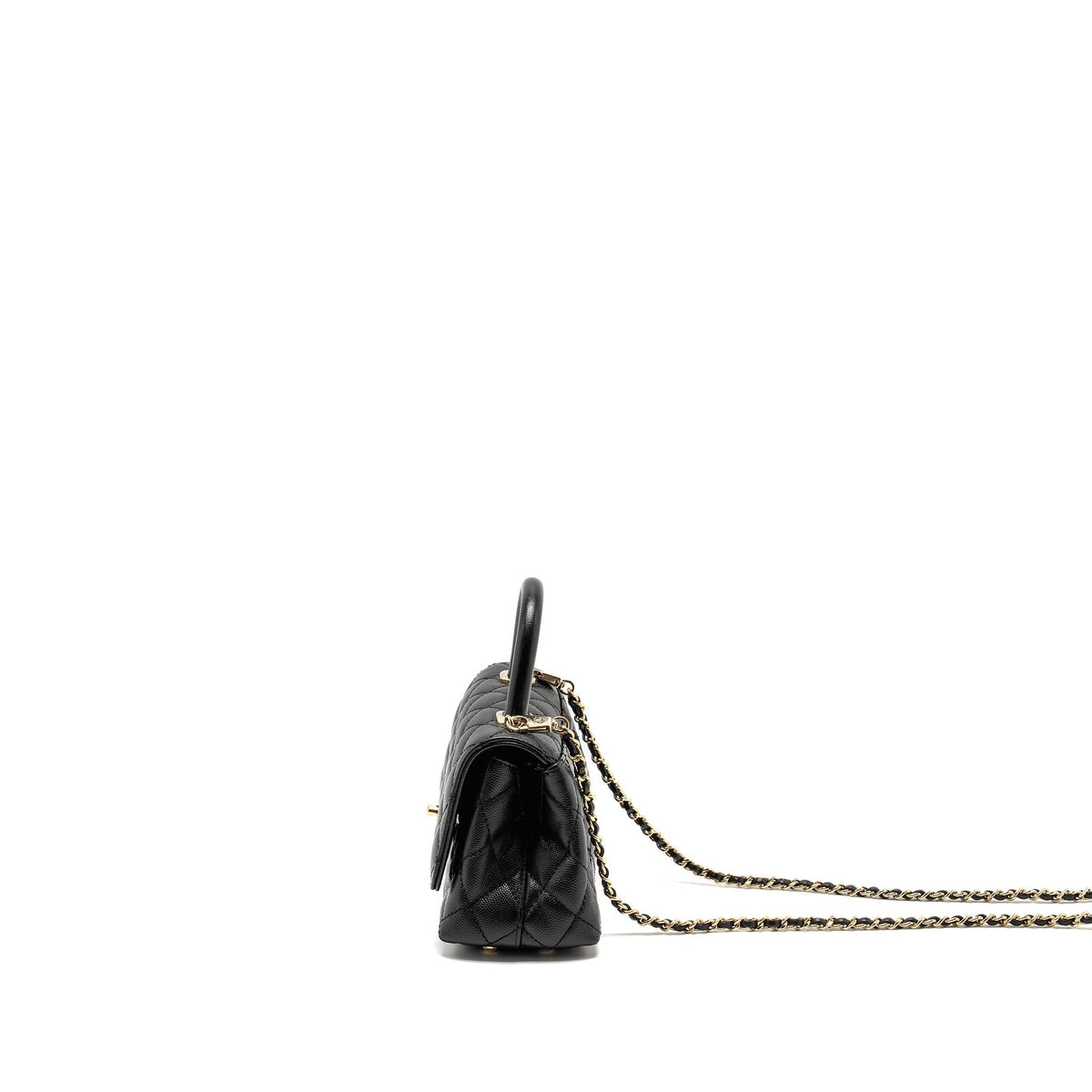 CHANEL MINI COCO HANDLE CAVIAR BLACK LGHW (MICROCHIP)