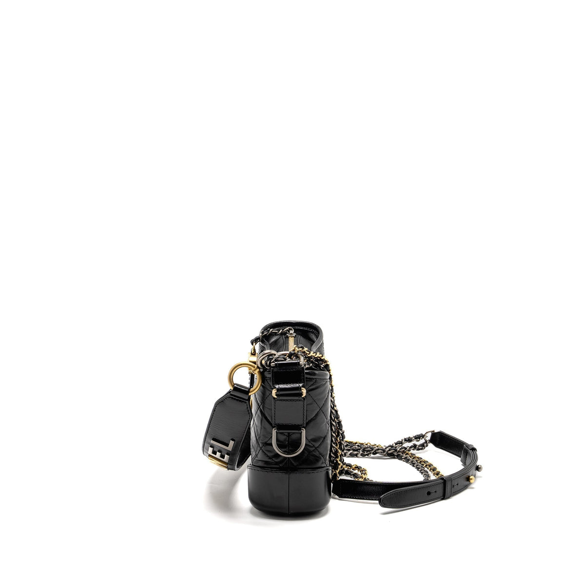 CHANEL SMALL GABRIELLE HOBO BAG WITH TOP HANDLE CALFSKIN BLACK MULTICOLOUR HARDWARE